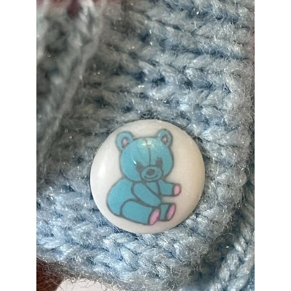 Vintage Houndstooth Hand Knit Baby Sweater Pink Cardigan Preppy Retro Two Tone - Picture 4 of 9